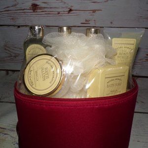 New!!! Natural Aromatic Vanilla Scented 7 Pc Bath Gift Set Red